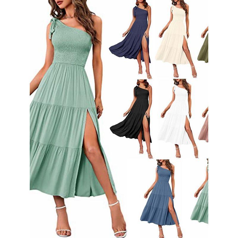 Women's Pleated Slip Sleeveless Dress Pleating Split Sleeveless Dress Women