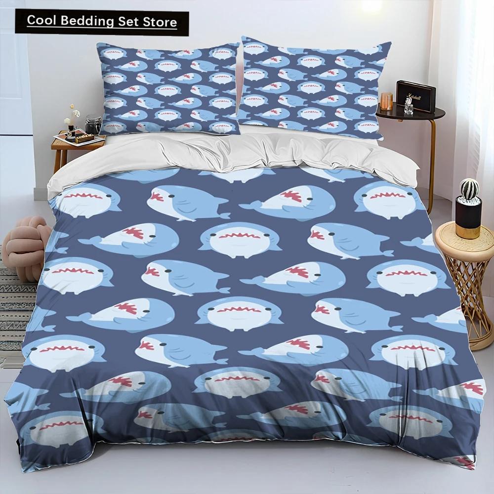 Comforter Cute Gawr Gura Hololive Anime Shark Comforter Bedding Set Bed Set King Queen Size Bedding Set
