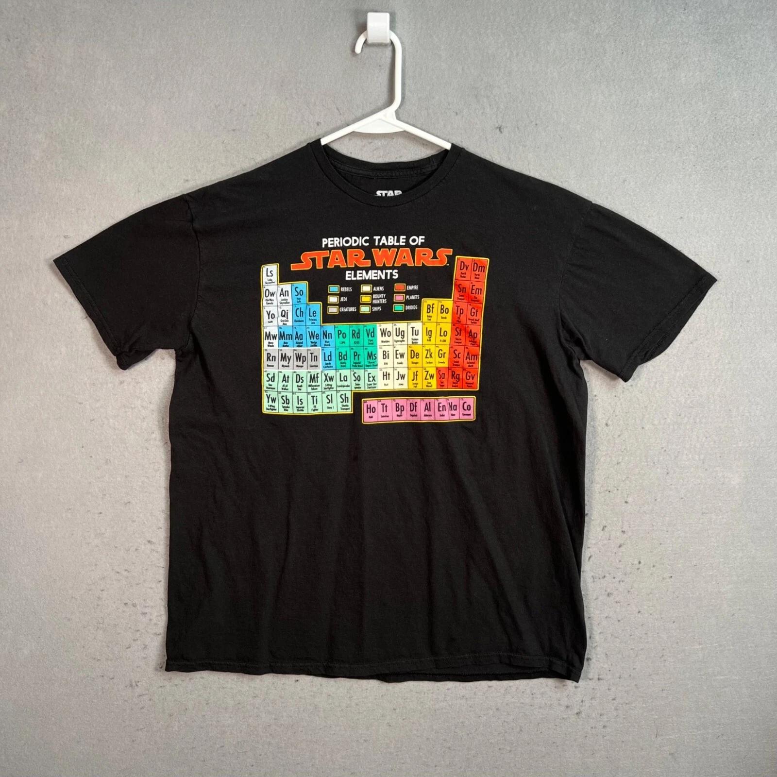 Periodic Table Of Star Wars Elements T-Shirt XL Black 100% Cotton Mens L