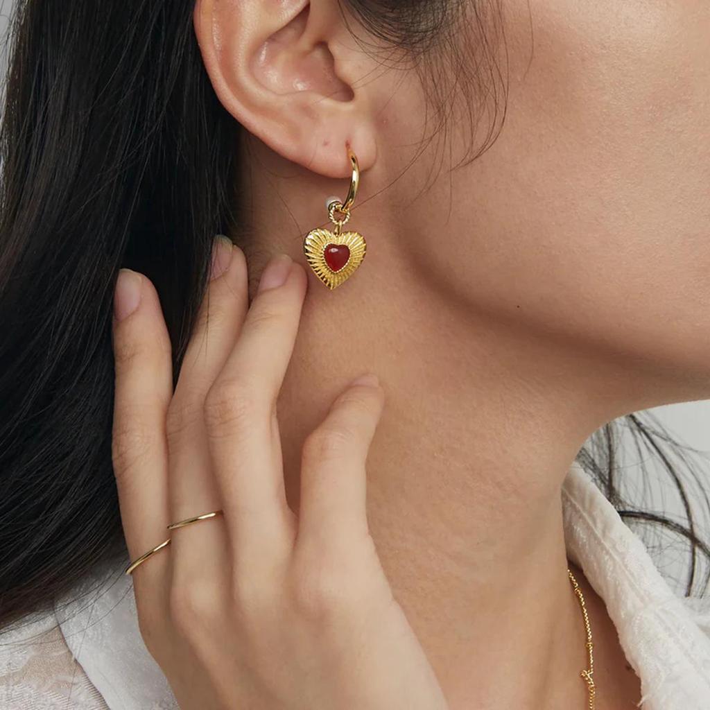 18k Gold Red Agate Pearl Heart Necklace for Women