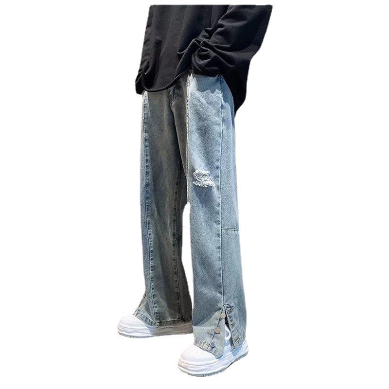 American-Style Embroidered Jeans - Men's Spring/Summer Hip Hop Wide-Leg Trousers