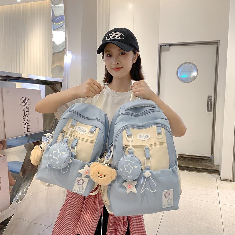 Schoolbag College Wind Milk Yellow Cute School Bag Junior High School Student High School Student Ruiying Girl Large Capacity Travel Backpack