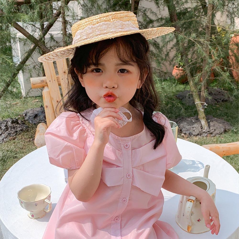 

Breathable Straw Hat Straw Sunscreen Cap New Flat Top Hat Lace bottom strap