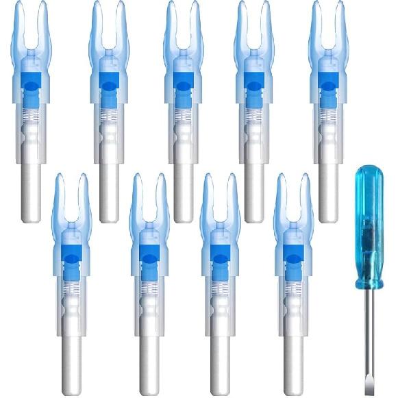 9PCS S Lighted Nocks for Arrows with .244 Inside Diameter Automatic Compound Bow Arrow Nocks for Hunting Shooting