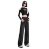 Damen Jeans Schwarz-Grau, Hoher Bund, Weiter Bein, Herbst 2025 Stil, Schlankmachende und Vielseitige Bodenlange Hose.
