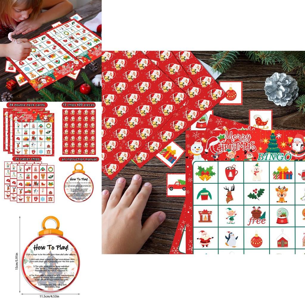 Christmas Tree And Snowman Bingo Set With Cards For Holiday Celebration
