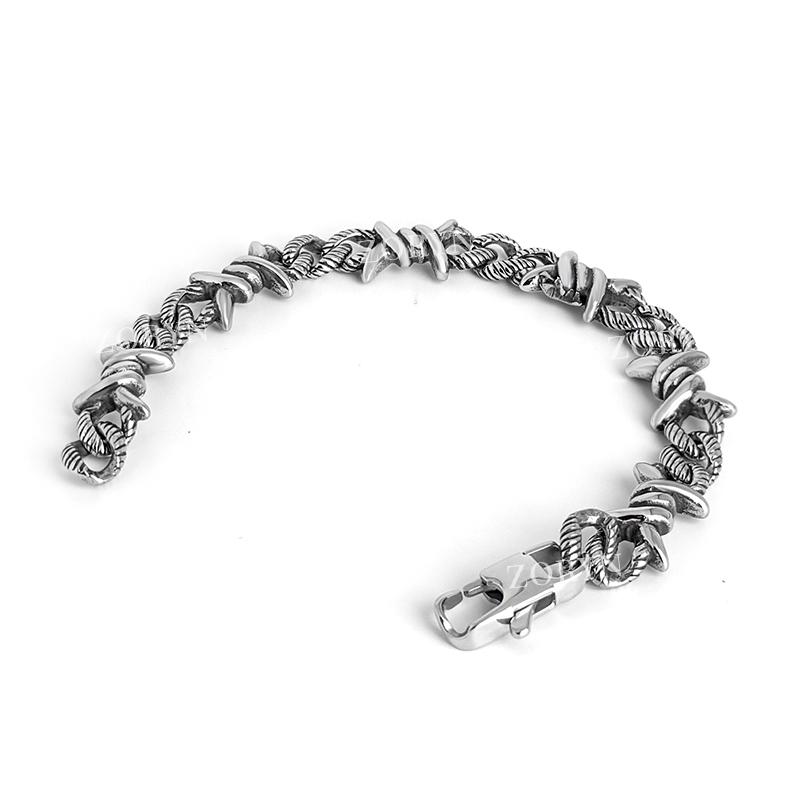 Mens Stainless Steel Cuban Link Bracelet Heavy Duty Black Oxidized Retro Gothic Punk Biker Style Jewelry Adjustable for Men