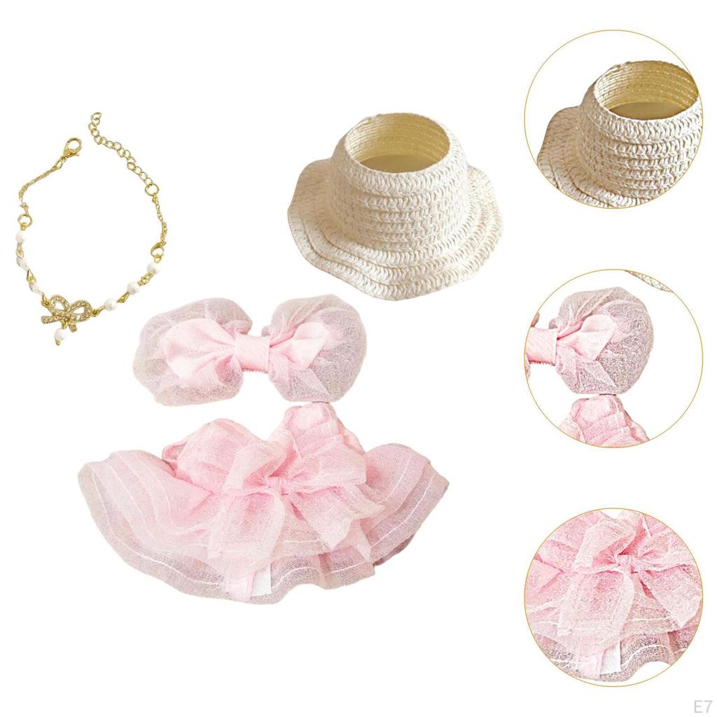 Girl Doll Clothes Bow Headdress Decor Tulle Dress Set for Dolls Age 57 810 Style A