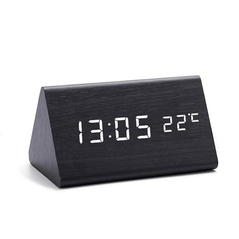 

HANDUNYOU Large Triangular Wooden Alarm Clock