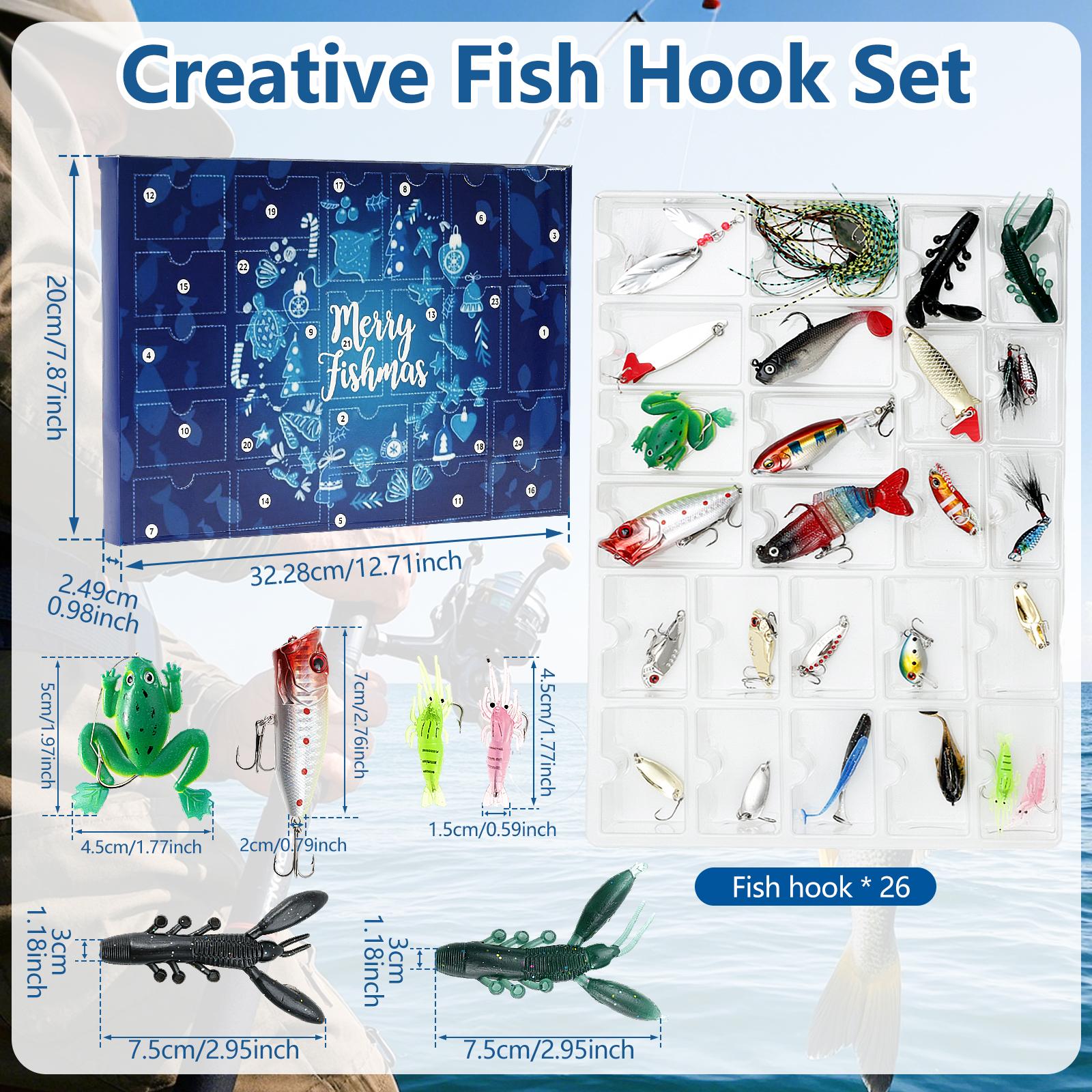 

Рыболовный Адвент-календарь Креативный Набор Рыболовных Крючков 24 Дня Адвент-календарь Рыболовных Приманок Включает 26 Приманок Рождественский Подарок для Рыбаков