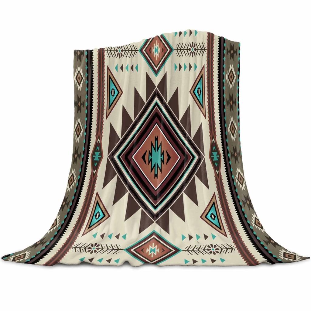 Indian Geometry Graphics Throws Blankets for Sofa Bed Winter Soft Plush Warm Sofa Throw Blanket Holiday Gifts