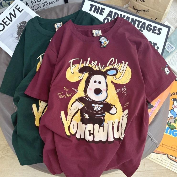 Cartoon Lamb Age-reducing Short-sleeved T-shirt Women's Summer New Pure Cotton Loose Large-size Cotton Half-sleeved Clothes