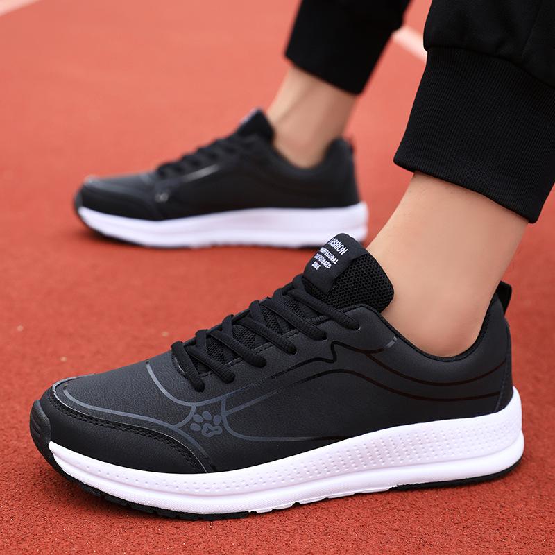

Men s shoes 2025 spring and summer new leather waterproof breathable sports shoes men s outdoor non-slip and wear-resistant fashion casual running 45
