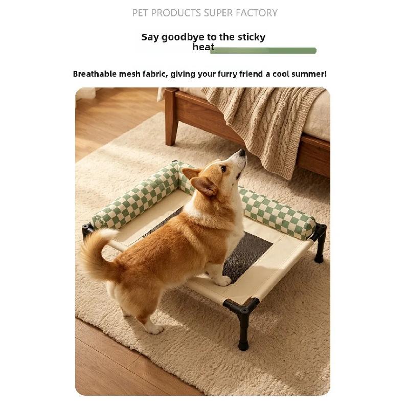 Elevated Pet Bed Iron Frame Mesh Surface Detachable Washable Dog Cat Sleeping Mat Moisture‑Proof for All Seasons