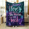 Custom Name Moon-themed Flannel Blanket, Soft, Suitable for Sofa, Bed, Birthdays, Children, Friends, Gifts