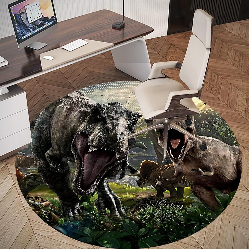 1pc Tyrannosaurus Rex Round Chair Mat Area Rug - Non-Slip, Floor Mat for Office, Bedroom, and Indoor Decor C1125336