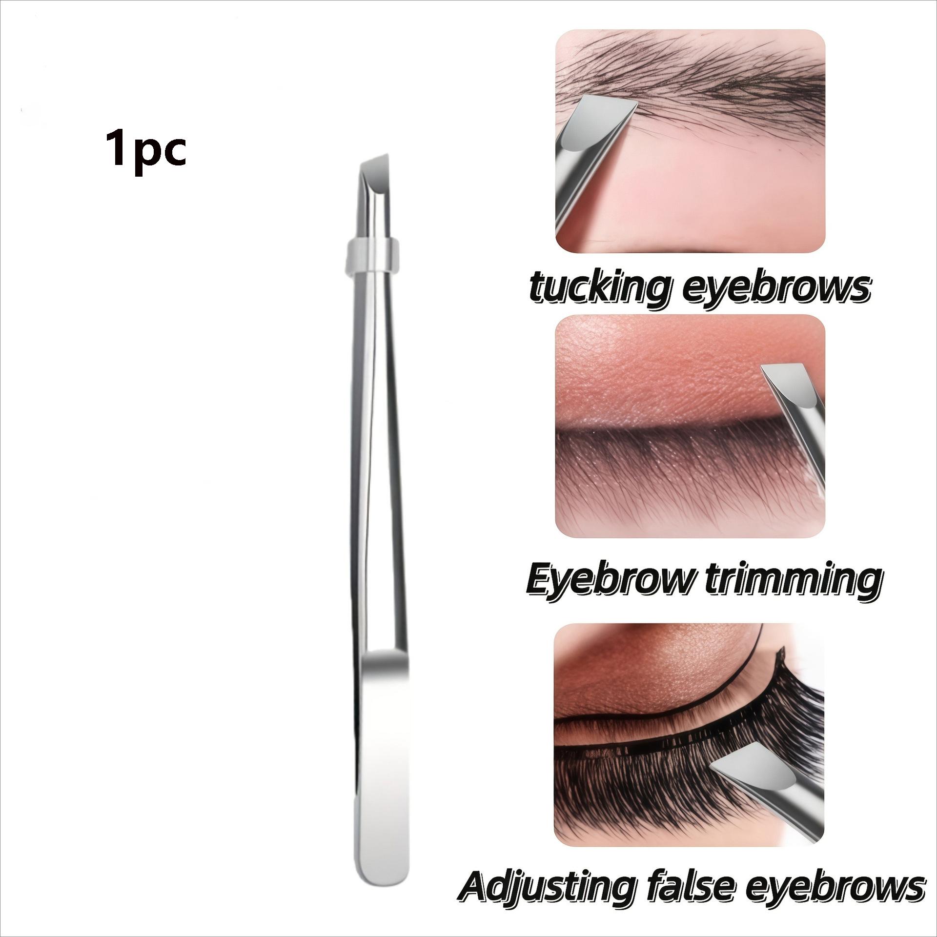 Высококачественный пинцет для бровей из нержавеющей стали, пинцет для удаления волос на лице, бороде и бровях, пинцет с косым кончиком