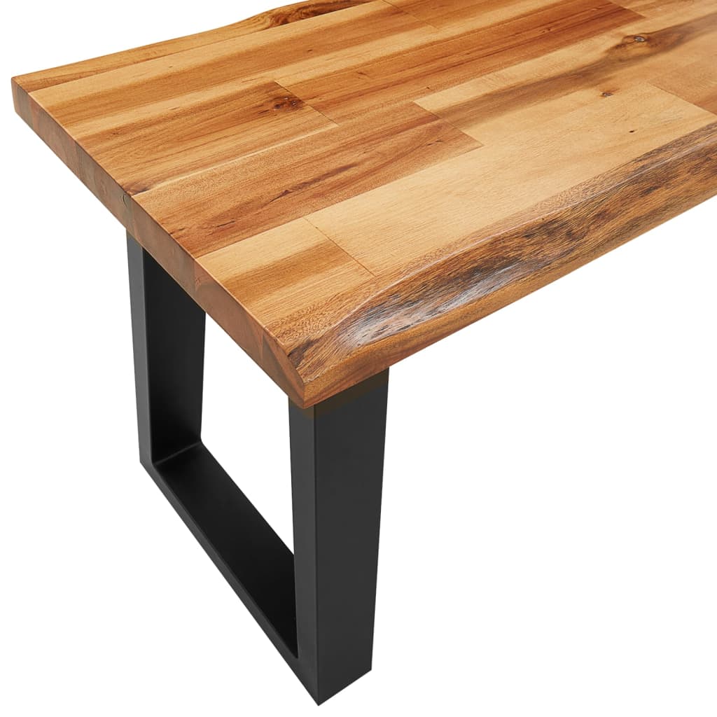 3 Piece Dining Set with Live Edge Solid Acacia Wood