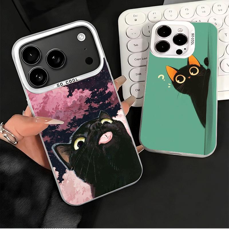Cat Cute Kitten Cartoon Shockproof Phone Case for iPhone 17 Air 16 16E 15 Pro Max 14 Plus 13 Mini 12 Back Cover Anti Fall Fundas