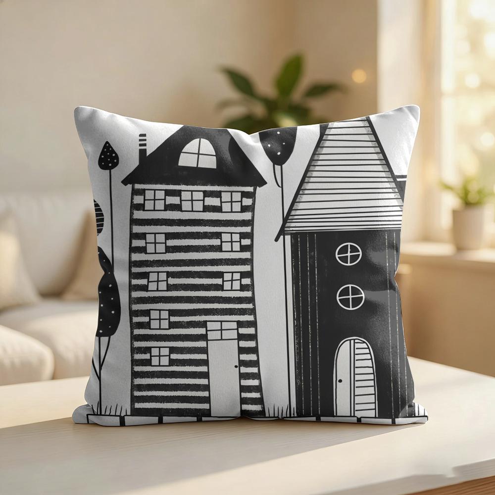 Black White Fashion Ins Sexy Cushion Cover Silky Short Plush Invisible Zipper Dustproof Sofa Pillow Case For Home Decor