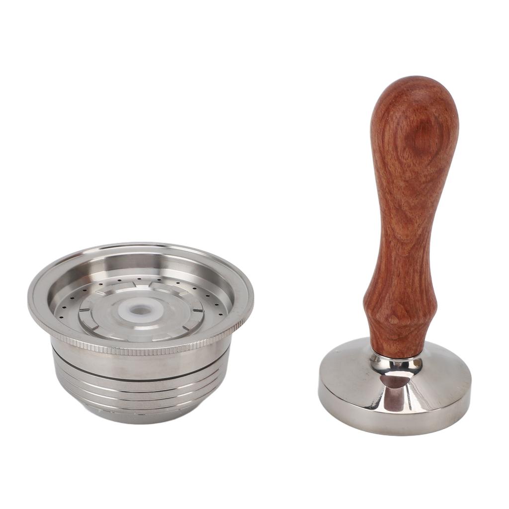 Reusable Coffee Capsule 304 Stainless Steel Refillable Coffee Filter Pod with Tamper Brush and Spoon for Coffee Makers