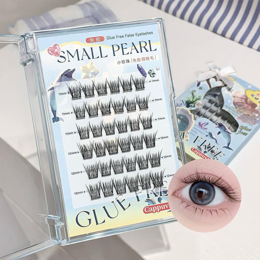 CAPPUVINI Glue-free False Eyelashes Straight Roots Distinct Light Natural Comfortable Segmented Upper Eyelashes