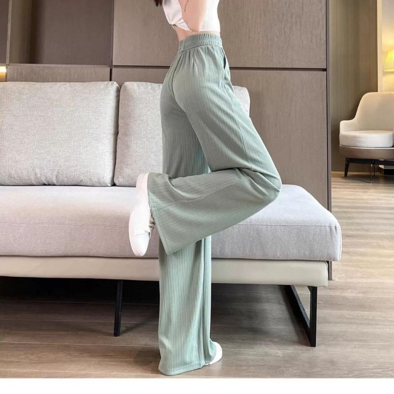 Hose mit hohem Bund und weitem Bein Damen Sommer Lässig Locker Leichte Bequeme