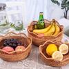 Hand-Woven Fruit Storage Basket Rattan Storage Tray Wicker Baskets Bread Food Breakfast Display Box Handicrafts Home Decoration
