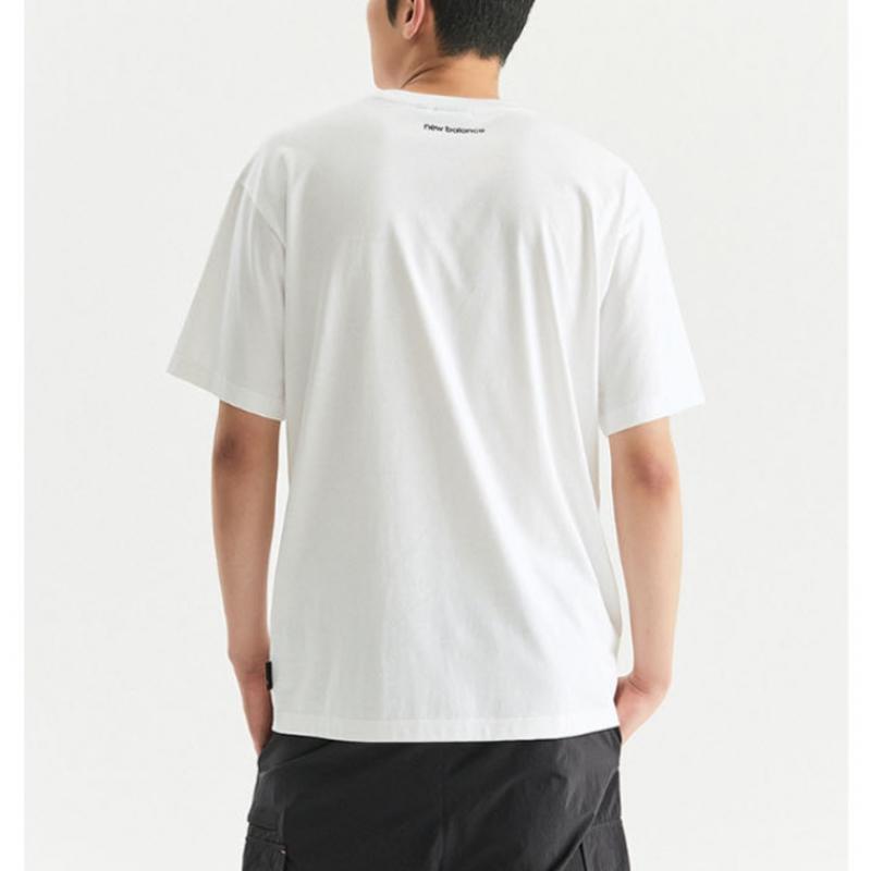 New Balance Half Club  Nbned31023 Wh Essential Small Logo Short Sleeve Tee StAndard Fit For Men And woMen