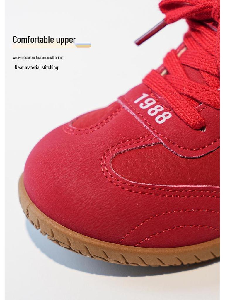 Bobdog Girls' Retro Waterproof Leather Low-Top Shoes - Spring & Autumn Collection