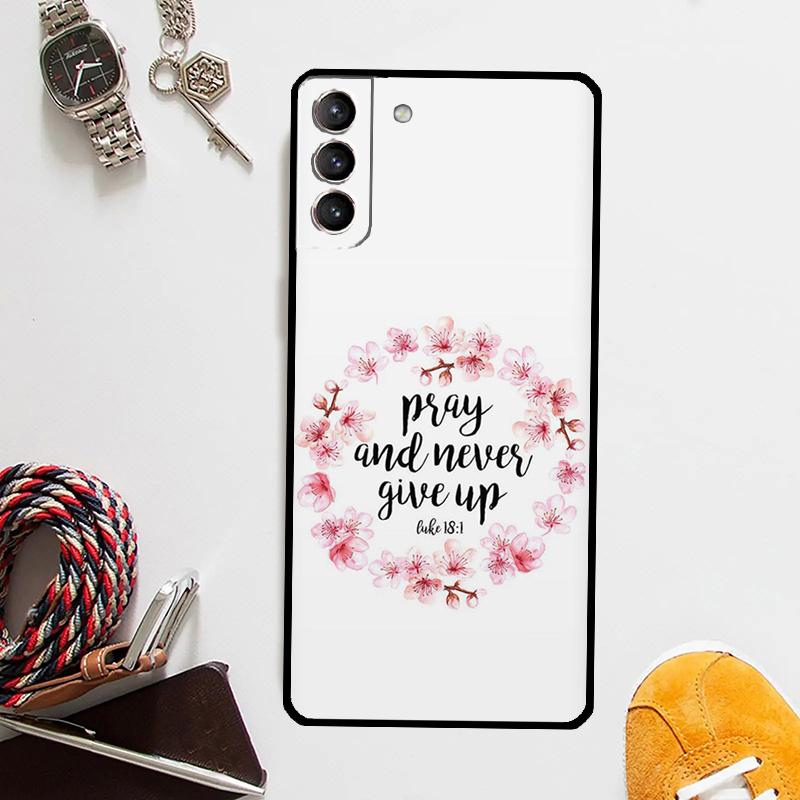

Чехол с библейским стихом веры и креста Иисуса для Samsung Galaxy S24 Ultra S23 S22 S21 Plus S20 FE S8 S9 S10 Note 10 20 Ultra Cover Galaxy S24 Plus