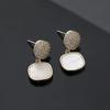 Square Drop Earrings with Textured Top and Smooth Bottom Pendant Elegant Minimalist Design Lightweight Jewelry for Daily Wear