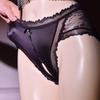 Light Luxury Satin Lace Open Crotch Seamless Jacquard Panties - Sexy, Comfortable, Breathable, Skin-Friendly, Plus Size Triangle Design.