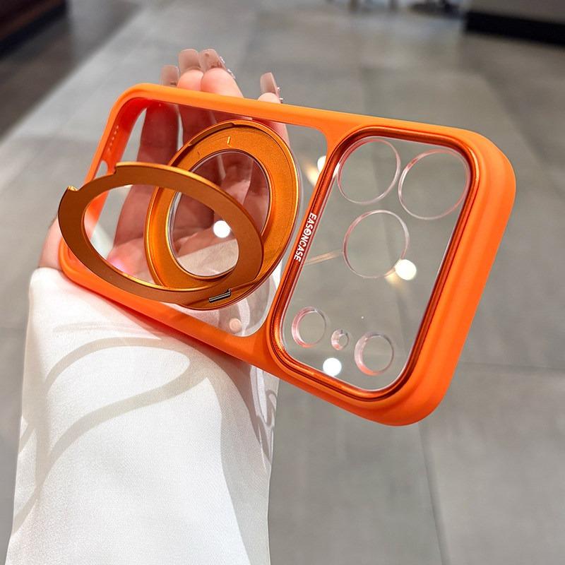 For  Rotating Bracket Transparent Acrylic Case for For Iphone 17 16 Pro Max Ring Holder Stand Acrylic Shockproof Clear Cover
