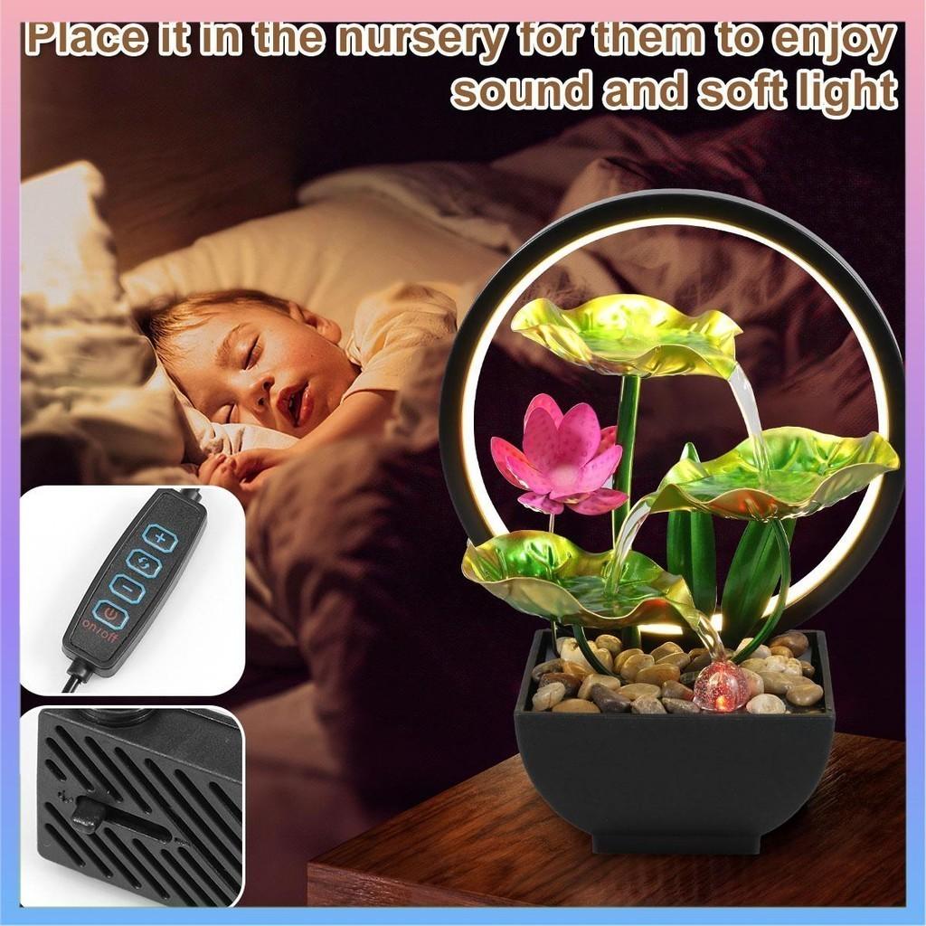 Fontanna Stołowa 3-Poziomowa Liść Lotosu Małe Fontanny Wodospadowe Dekoracyjne Wewnętrzne Medytacja Relaks Fontanna Wodna