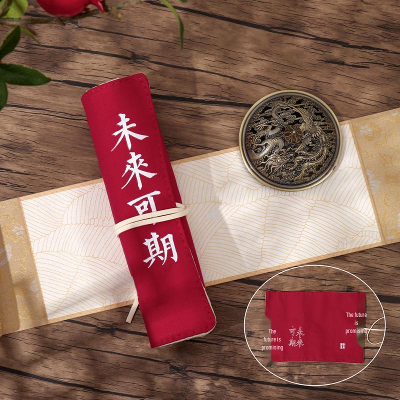 Jiujiu Stationery Creative Chinese Style Retro Roller Blind Pencil Case - Large Capacity Japanese Fabric