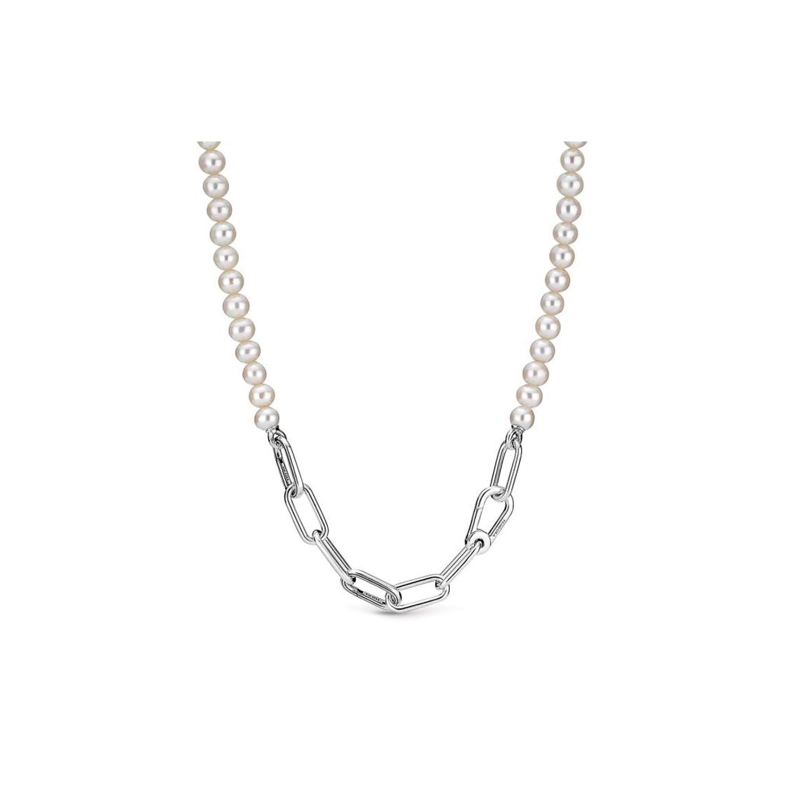 Pandora Me Heart Charm Series Pearl Personalized Mixed Necklace Women necklace Silver White 399658C01 Shopping Bag