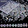 300Pcs Mixed Sizes Crystal Rondelle Light Ab Gems Loose Beads Clear Crystal Glass Crafts Shiny Jewelry Diy Necklace Kit