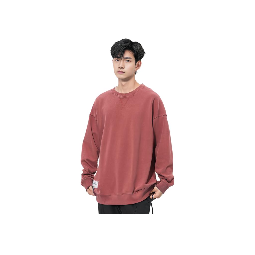 Li Ning Serie Estilo de Vida Deportivo Sudadera con Capucha de Manga Larga de Color Sólido y Corte Holgado Unisex hoodies Crimson AWDS065-3