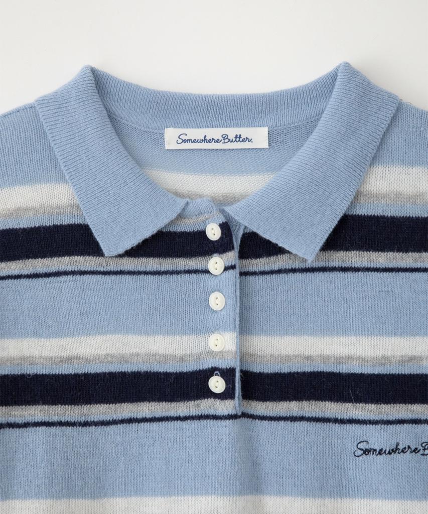 Sseomweeobeoteo Cope Stripe Knit - Light Blue