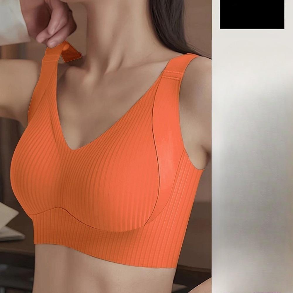 Plus Size Seamless Bra Women Large Bust Gathering Sports Bra Invisible Wireless Underwear