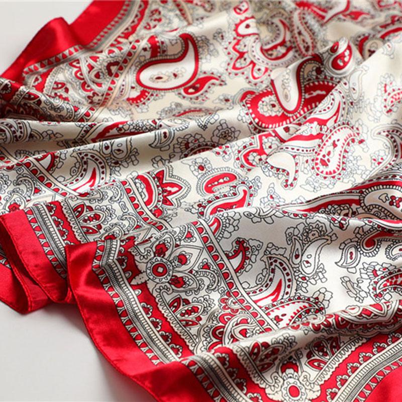 Nová luxusní dámská šála Čtyři roční období 90x90cm Čtvercový hedvábný šátek Paisley potisk Opalovací šál Populární bandany Dekorace