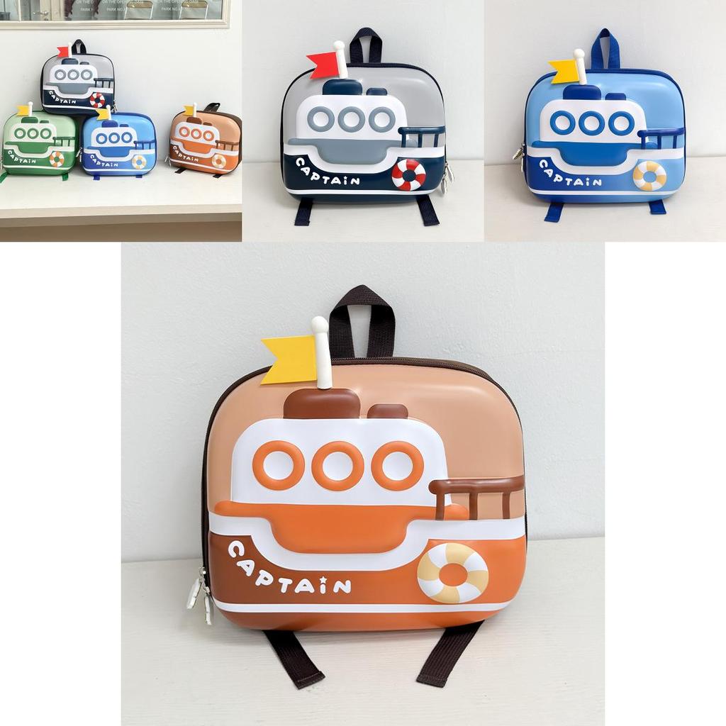 Cute Eggshell Backpack With Ship Printing Design For Preschool Children