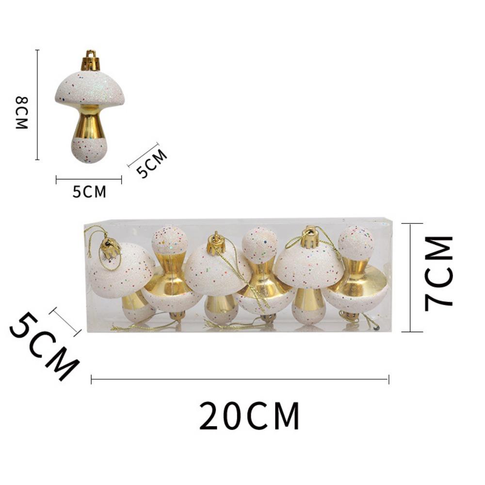 

6 шт./кор. пластиковый гриб, рождественское украшение на елку, красочный гальванизированный гриб, подвесное украшение, окрашенное декоративное золотой