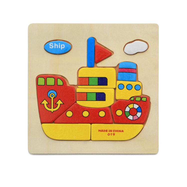 Cartoon Animal Fruit Car Pattern Wooden 3D Puzzle Baby Intelligence Early Learning Educational Toy Cute Wood Puzzle For Kids