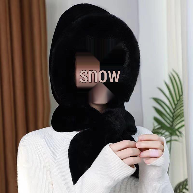 Women's Plus Velvet Thickened Winter Hat & Scarf Set with Ear Protection - Plush Warm Neck Warmer for Cycling