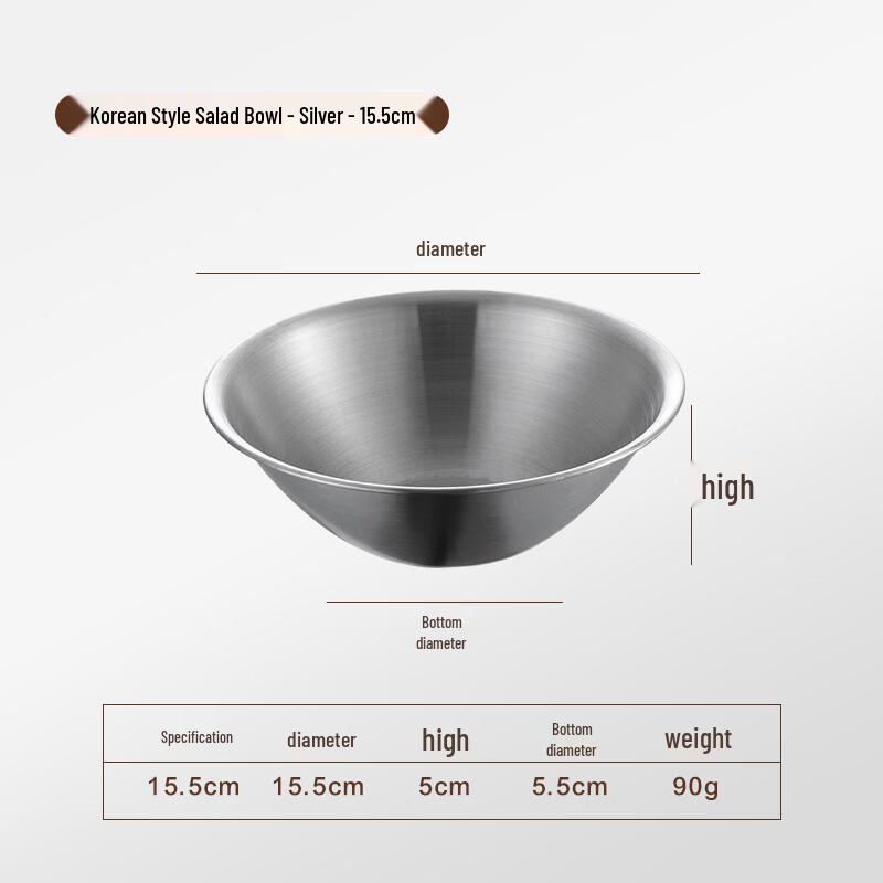 ZISIZ 15.5CM Conical Stainless Steel Salad Bowl Set
