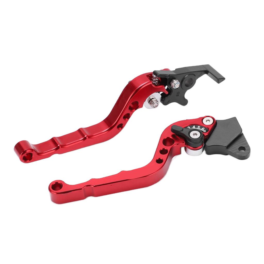 2PCS Motorcycle Brake Clutch Lever Handlebar Braking Device Adjustable Aluminium AlloyRed