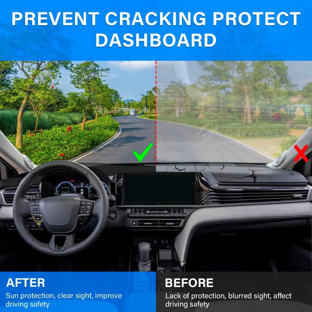 Dash Cover For Toyota Camry 2025 2026 Dashboard Cover Mat Sunshade No Glare UV Rays Protector Nonslip Pad Accessories (Black)