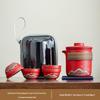 Portable Ceramic Tea Set: One Pot, Four Cups - Ideal for Camping and Solo Quick-Brew